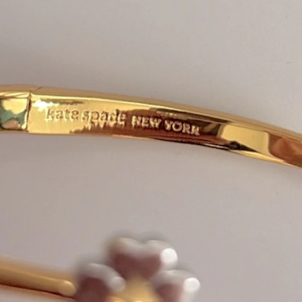 Lot of 2x NEW [kate spade] Spades & Studs Gold Metal Cuff Flower Bracelets - Picture 11 of 14